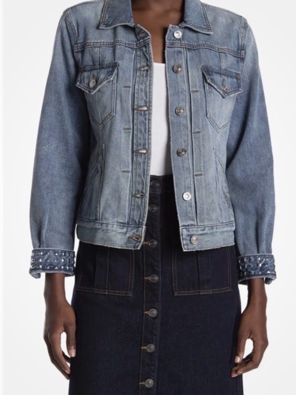 Current Elliot The Turnt Boulder Studded Denim Jacket